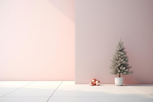 Pequeño árbol de Navidad en una olla blanca