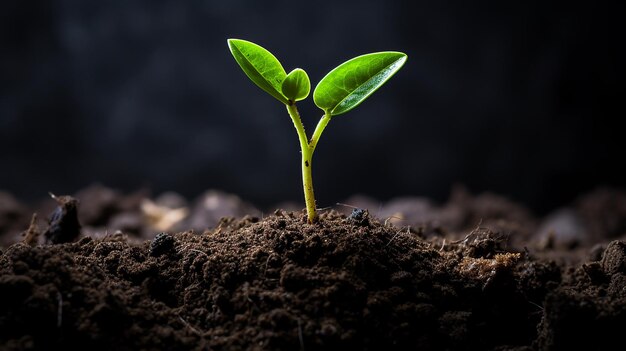 Un pequeño árbol en primer plano en el suelo