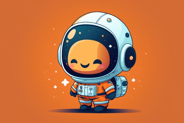 Pequeno astronauta chibi bonito desenho de desenho animado personagens desenhados felizes