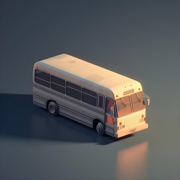 Un pequeño autobús con estilo low poly.