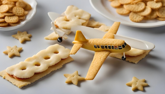 Foto un pequeño avión con una galleta en forma de estrella en la parte delantera y el número 3 en el lado