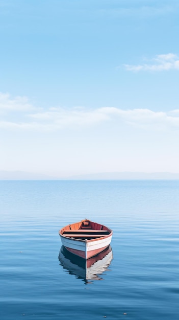 un pequeño barco flotando sobre un cuerpo de agua