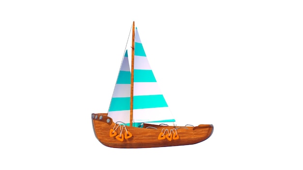 un pequeño barco de madera con el número 45 en él