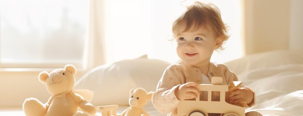 Pequeño bebé con juguetes