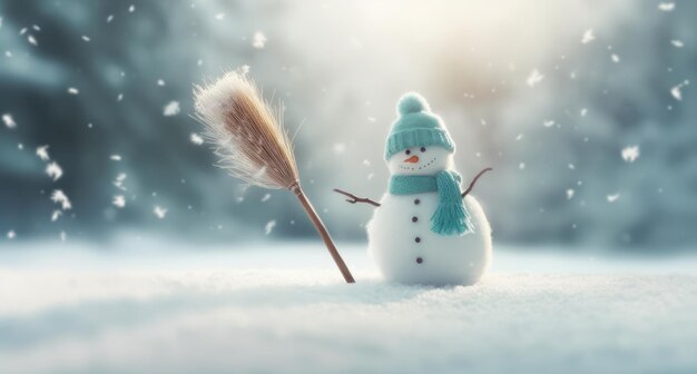 Pequeno boneco de neve na neve