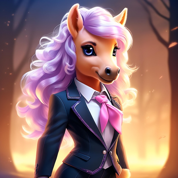 Pequeño caballo en traje de negocios arte de fantasía