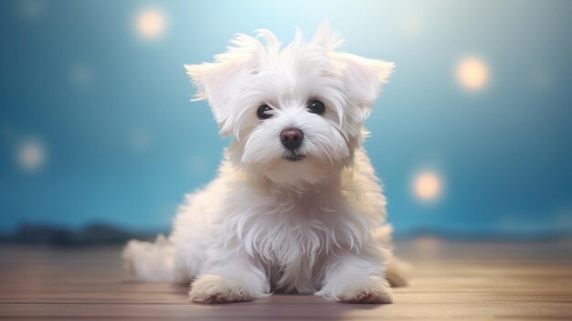 Foto pequeño cachorro blanco y lindo idea de amor por las mascotas