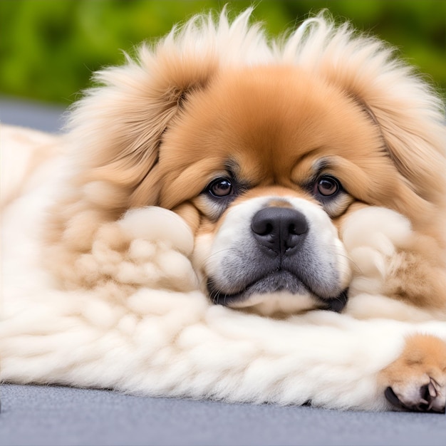 Pequeño cachorro de pura raza sentado mirando la cámara generada por la IA