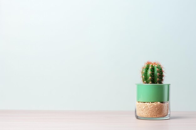 Foto un pequeño cactus en un pequeño jarrón