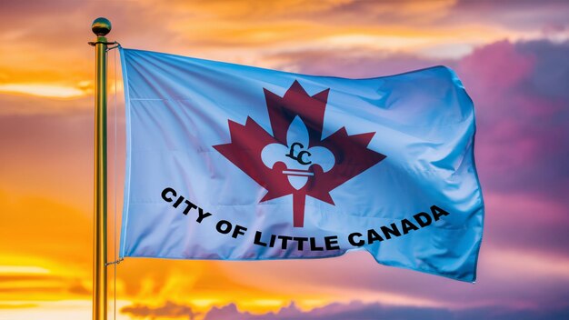 Foto el pequeño canadá de minnesota ondeando la bandera contra un cielo nublado