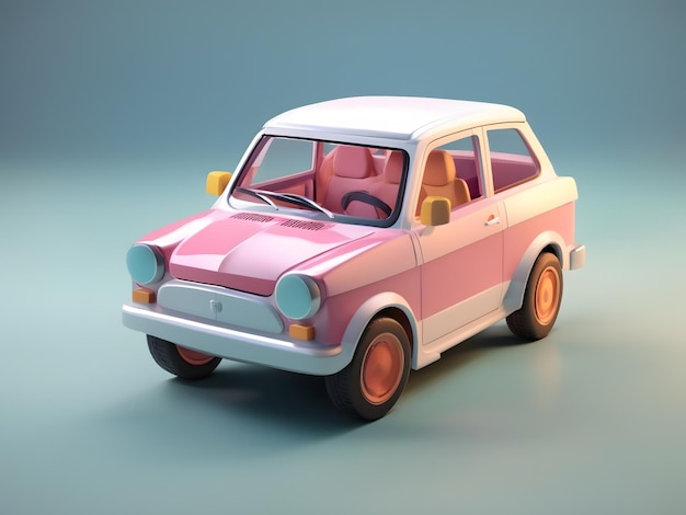 Pequeno carro em miniatura isométrico em 3D