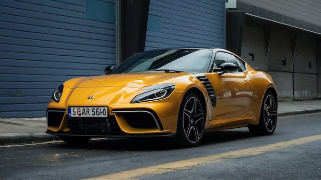 Pequeno carro esportivo coupé amarelo