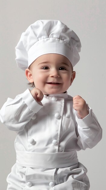 Pequeno Chef Cute Baby Chef em fundo branco