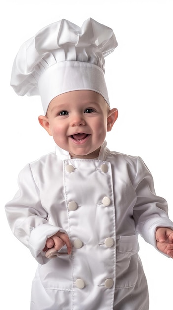 Pequeno Chef Cute Baby Chef em fundo branco