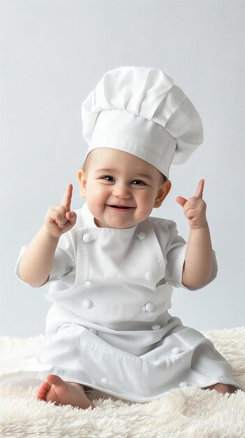 Pequeno Chef Cute Baby Chef em fundo branco