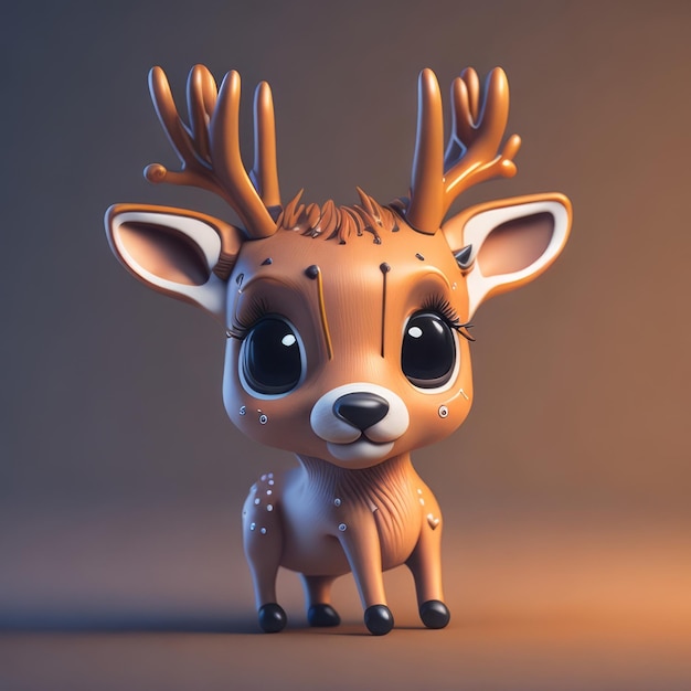 un pequeño ciervo animado hiperrealista en 3D