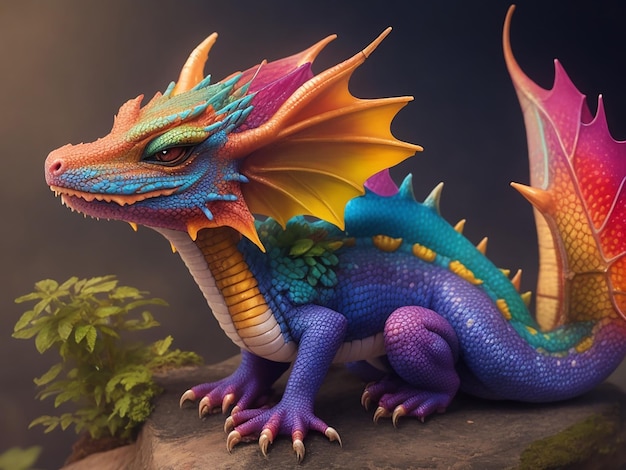Pequeño dragón colorido generado por IA