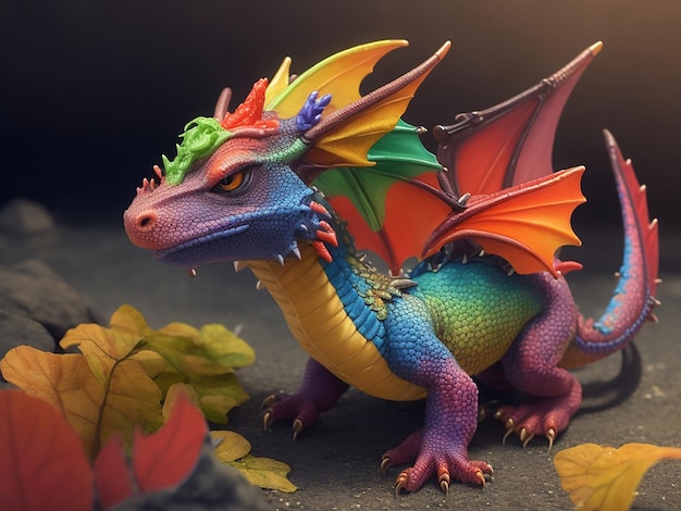 Pequeño dragón colorido generado por IA