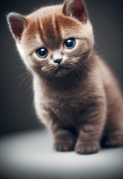 Pequeno e adorável gatinho britânico de cabelo curto com fundo preto iluminação de estúdio raça pura