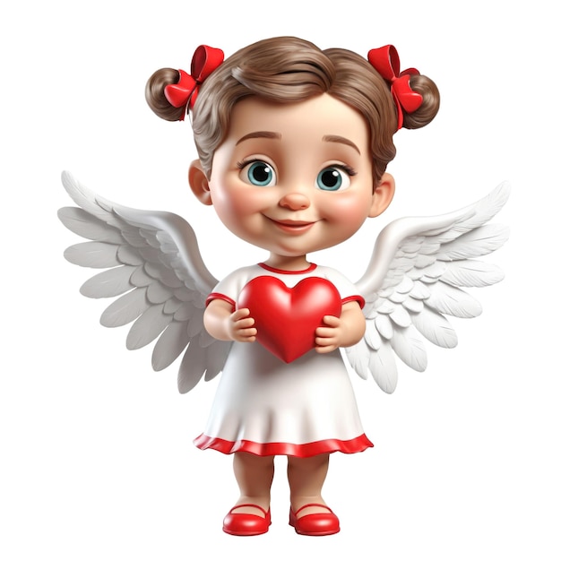 Pequeno e fofo cupido, anjo do dia dos namorados, personagem isolado em ia generativa branca.