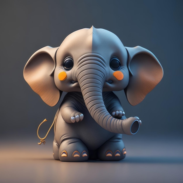 un pequeño elefante animado hiperrealista en 3D