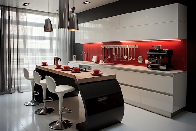 Foto pequeño espacio de cocina con diseño moderno.
