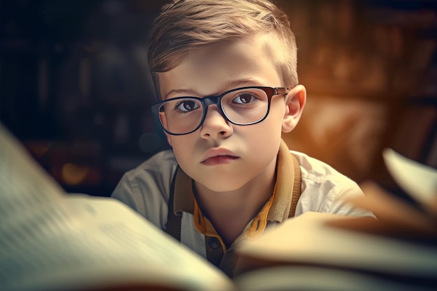 Pequeño estudiante chico Bolsa persona Generar Ai