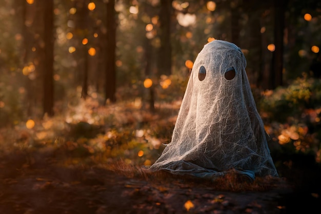 Pequeño fantasma en el bosque