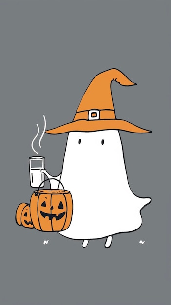 Pequeno fantasma Café de Gelo Traje de Halloween Temporada Assustadora Fantasma bonito com café Fantasma de Halloween