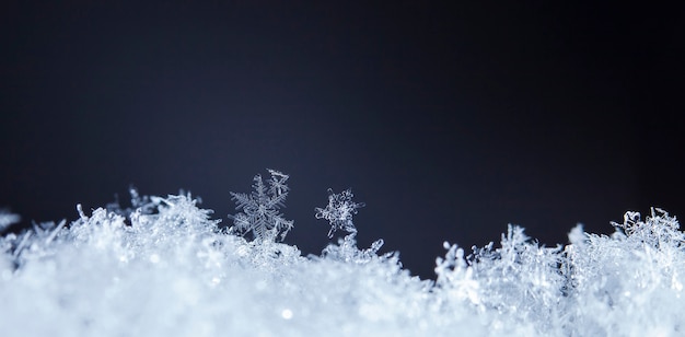 Pequeno floco de neve durante uma nevasca