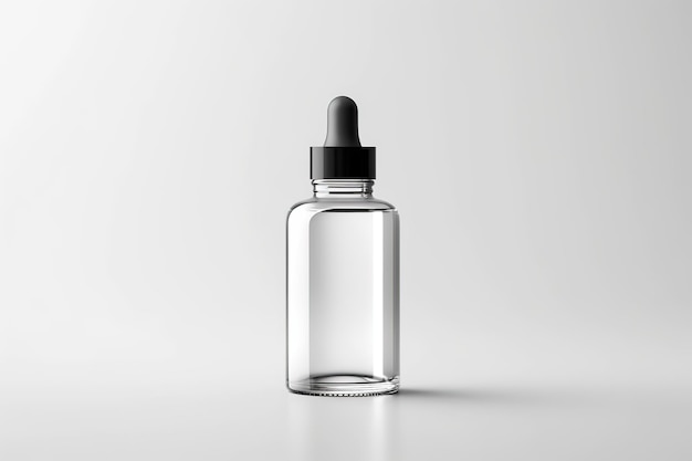 pequeno frasco de vidro branco com tampa de metal para maquete de soro cosmético