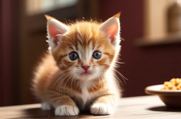 Foto pequeno gatinho vermelho