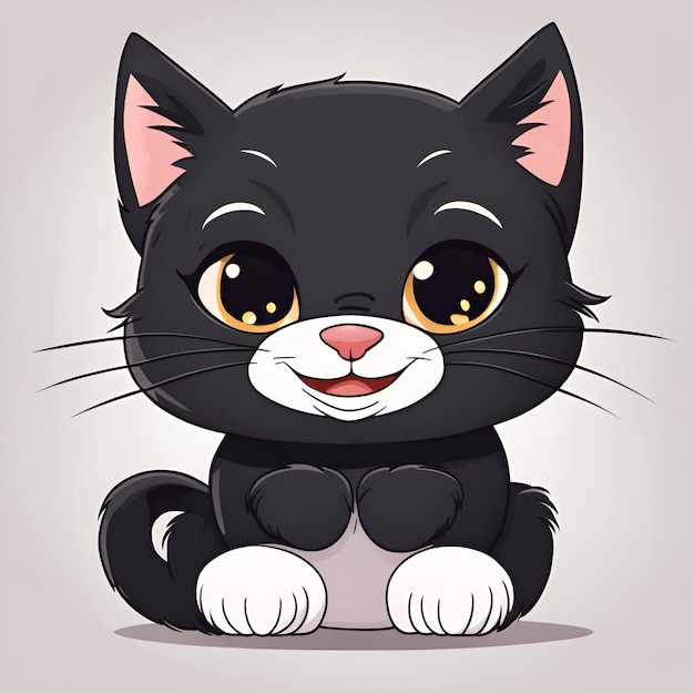 Pequeño gato sonriente de dibujos animados lindo