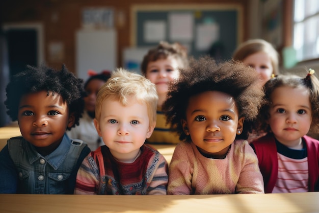 Pequeño grupo de niños pequeños en el aula