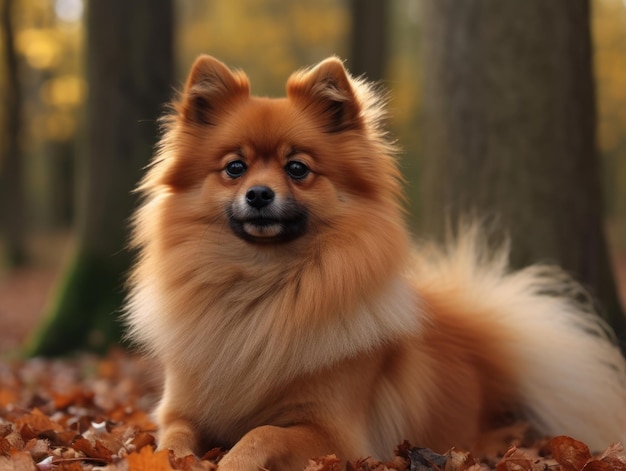 Pequeño hermoso perro divertido German Fluffy Spitz