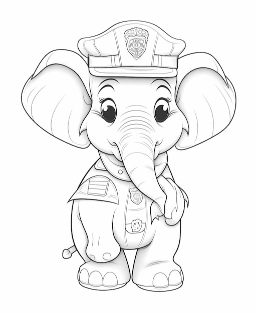 Pequeño héroe en acción bebé elefante oficial de policía libro para colorear