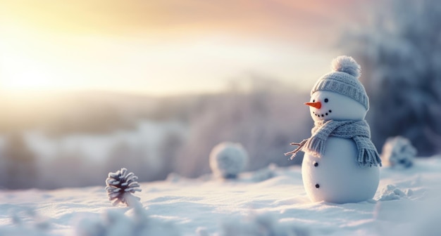 Pequeño hombre de nieve en la nieve