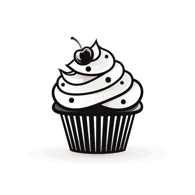 pequeno ícone de cupcake isolado em design de fundo branco no estilo de preto e mestrado