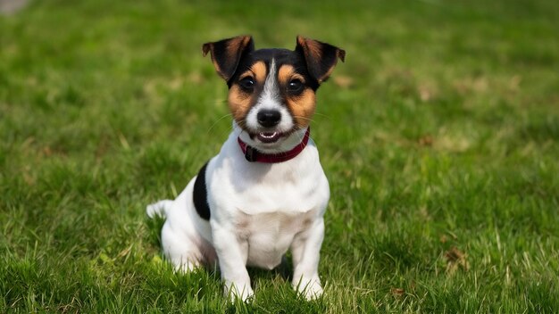 Foto pequeno jack russell terrier sentado