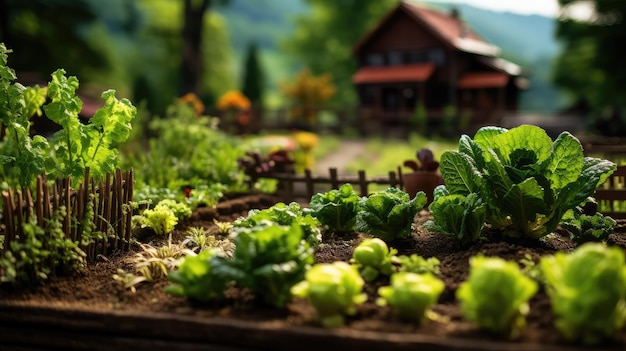 Pequeño jardín de verduras frente a la casa