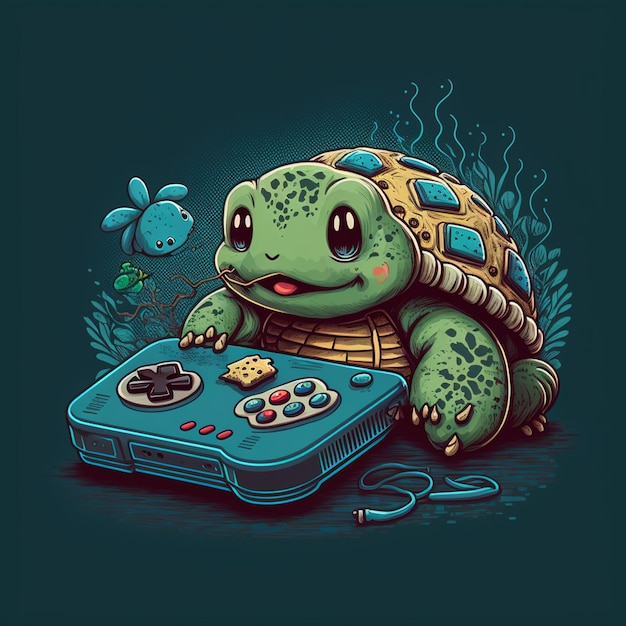 pequeño juego de tortuga lindo y adorable