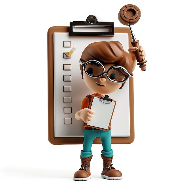 Foto un pequeño juguete con una camisa marrón y gafas en él