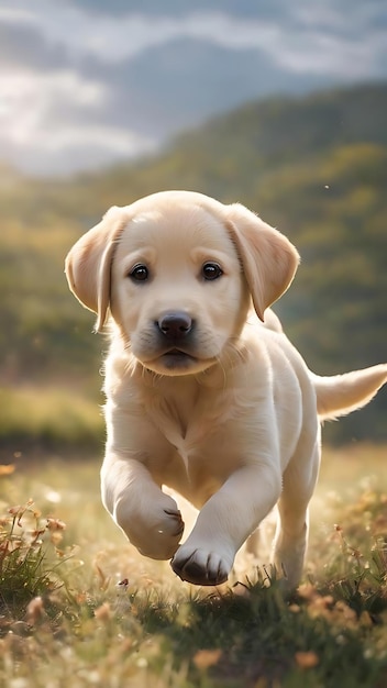 Foto pequeno labrador retriever brincando em fundo branco de estúdio