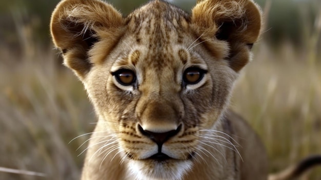 pequeño león Cachorro de león Hermoso león divertido Cachorro de león joven en la naturaleza