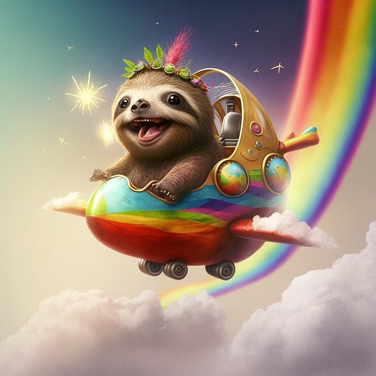 pequeño, lindo y adorable perezoso en una caricatura