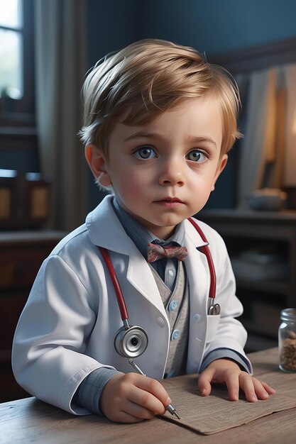 Foto un pequeño y lindo doctor.