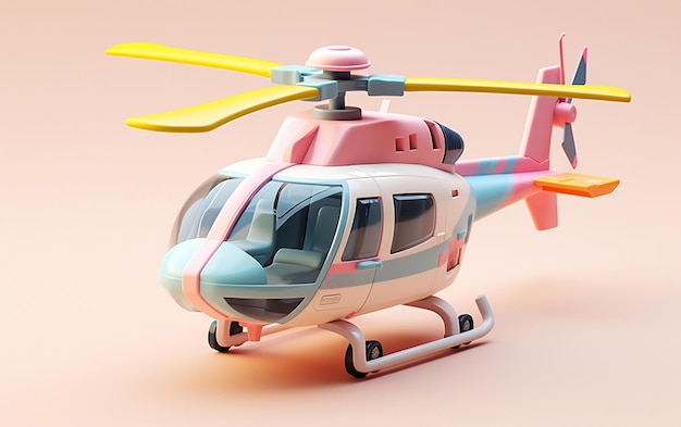 Pequeño y lindo emoji de helicóptero isométrico Diseño suave Generative Ai