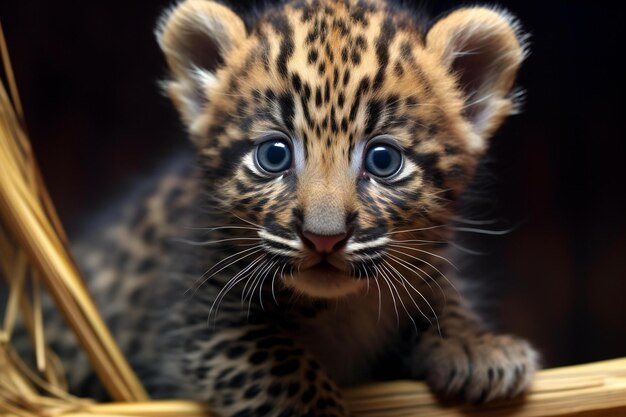 El pequeño y lindo leopardo Panthera leo