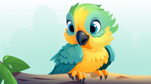 un pequeño y lindo loro en estilo vectorial