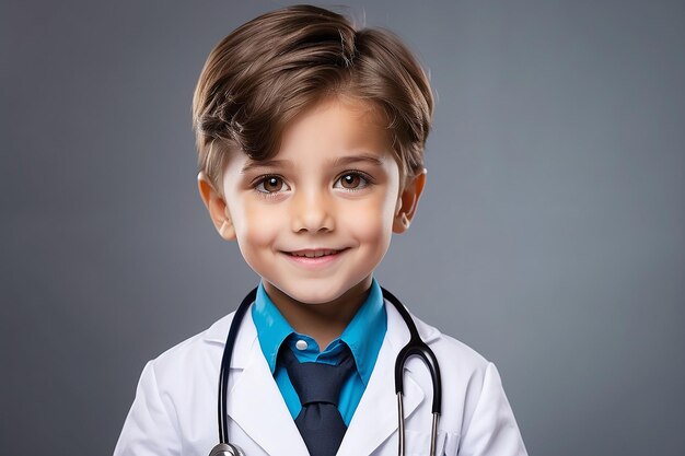Un pequeño y lindo médico con un estetoscopio.